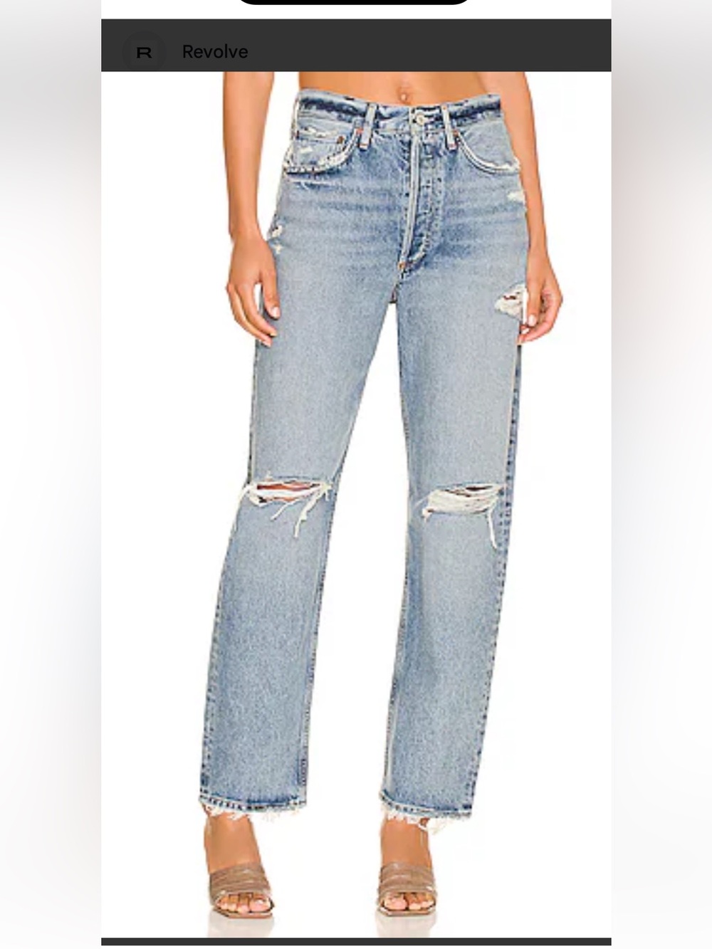 Agolde Light Blue Distressed Straight-Leg Jeans